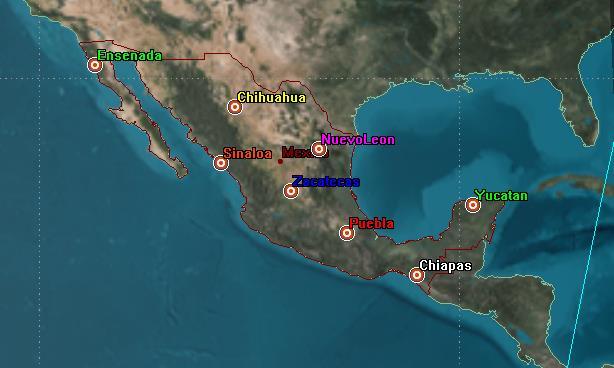 1" Chihuahua 28 39'18.8" 106 05'25.0" Zacatecas 22 46'29.2" 102 37'33.