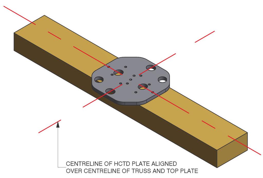 Place the HCTD bracket over the top plate aligning both of its centrelines with the centre lines of the top plate and the truss. 5. Temporarily fix with several Pryda product nails. 6.