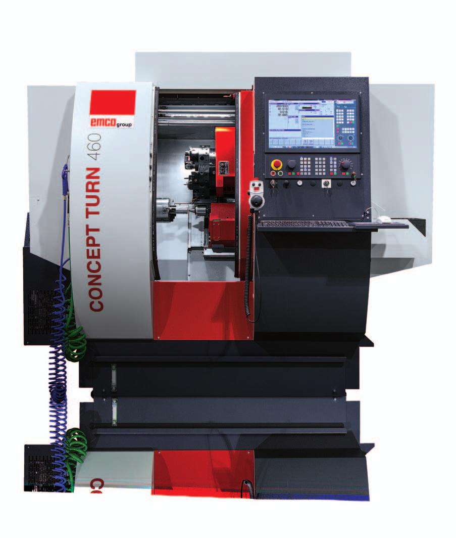 Concept TURN 460 After the Redesign the Concept Turn 460 is euqipped with a hydraulically actuated, programmable tailstock - In combination with a C axis, driven tools and digital drive systems, the