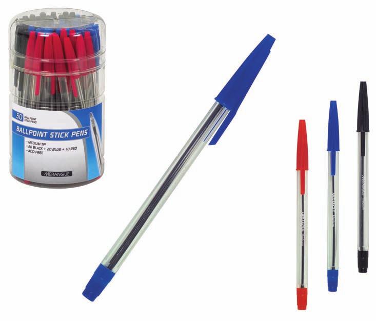 50PK STICK 38N2-3121-00-000 50 Pack Ballpoint Stick Pens in Tub -