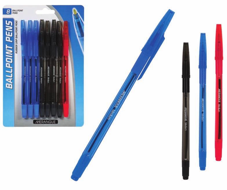 38N2-8801-00-000 8 Pack Rubber Grip Fashion Ink Ballpoint Pens - Cap