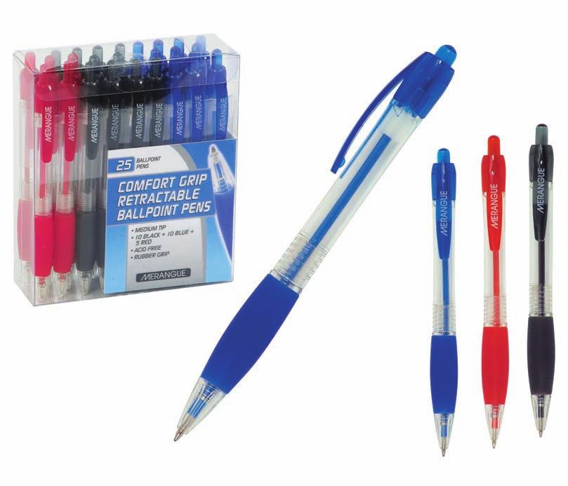 25PK COMFORT CLIKER 38N2-9011-00-000 25 Pack Comfort Clicker Ballpoint Pens - Medium tip - (10) blue - (10) black - (5) red