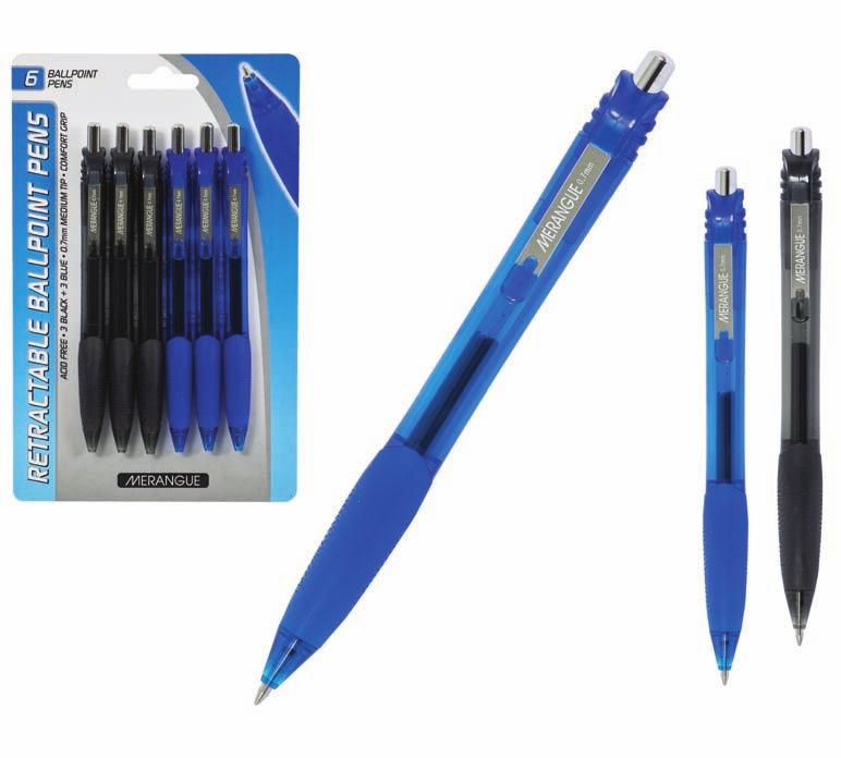 6PK RETRACTABLE 38N2-8841-00-000 6 Pack Retractable Ballpoint Pens - Comfort grip - 0.