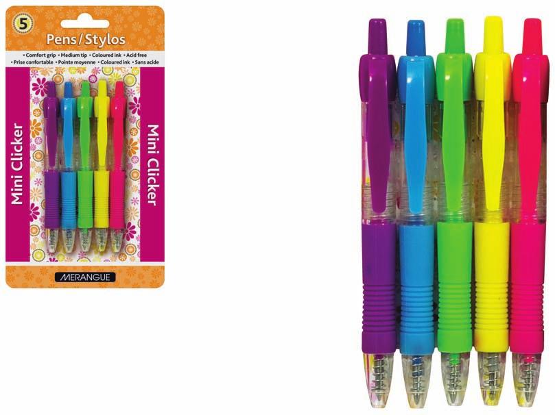 5PK MINI CLIKER 38N2-9041-00-000 5 Pack Mini Clicker Ballpoint Pens -