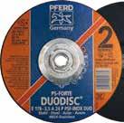 Grinding and Cut-Off Wheels DUODISC Combination Cutting & Grinding Wheels, Universal Line PSF Expanded range of DUODISC combination cutting and grinding wheel for cutting and light deburring work.