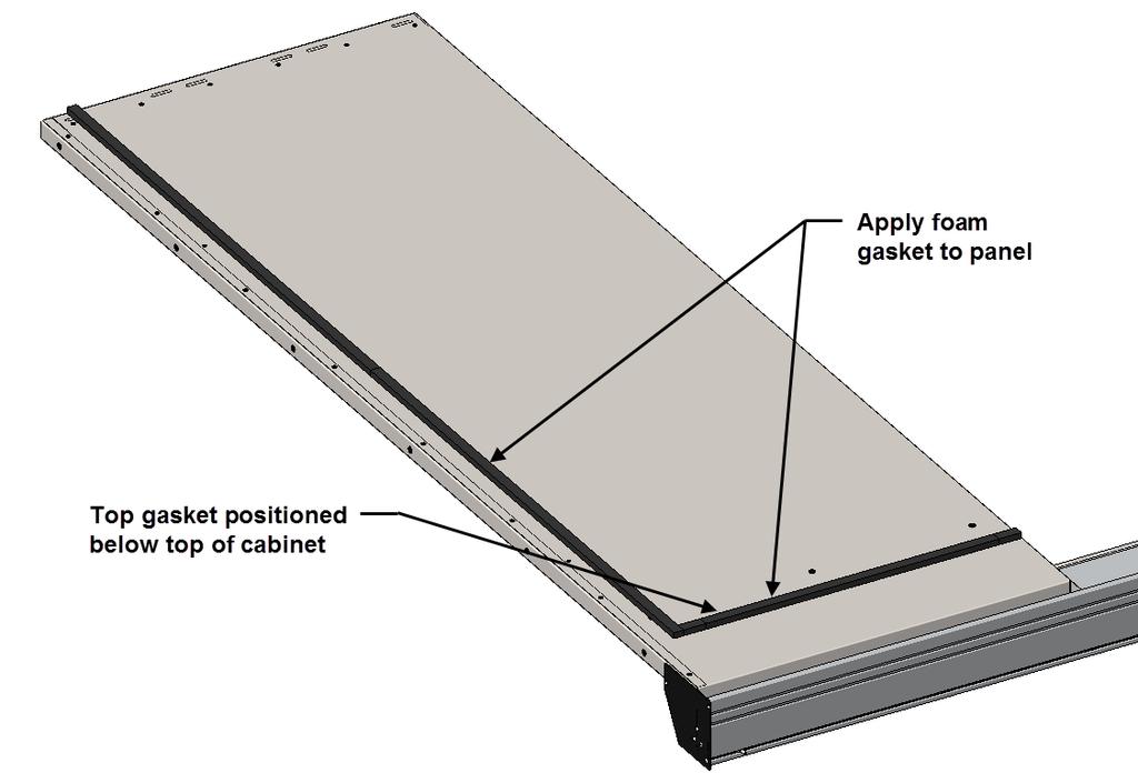 APPLYING PANEL GASKET Apply the adhesive foam gasket to the side panels as shown below.