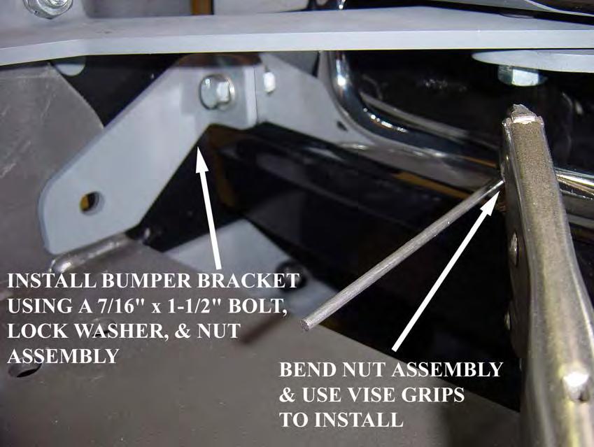 Use the 1-1/4 x 7/16 bolts, lock washers, and nuts to mount the brackets to the W-Plate. 14. Install the bumper brackets as shown in Figure 10.
