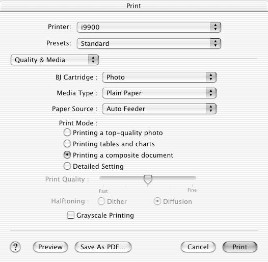 Basic Printing (2) Select Quality & Media from the pull-down menu.