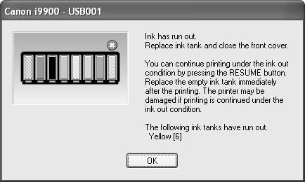 Knowing When to Replace Ink Tank Printing Maintenance If an ink tank needs replacing, the POWER lamp will change from green to orange and flash four times, as soon as printing begins.