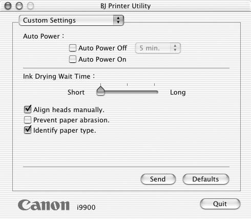 Printing Maintenance 1 With the printer on, load a sheet of Letter-sized paper in the printer. 2 Open the BJ Printer Utility dialog box.