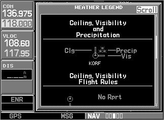 4.3.5 Verify Temperature/Dewpoints To display Temperature/Dewpoints on the NAV Weather Page: 1. Select the NAV Weather Page. 2. Press CRSR. The upper left hand corner data field flashes. 3.