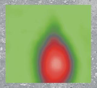 FIG. 7. Scanning results in form of a color map on a PMD 6 antipersonnel mine buried 5 cm deep. Its rectangular shape has a top view length of 20.5 cm and a width of 9 cm.