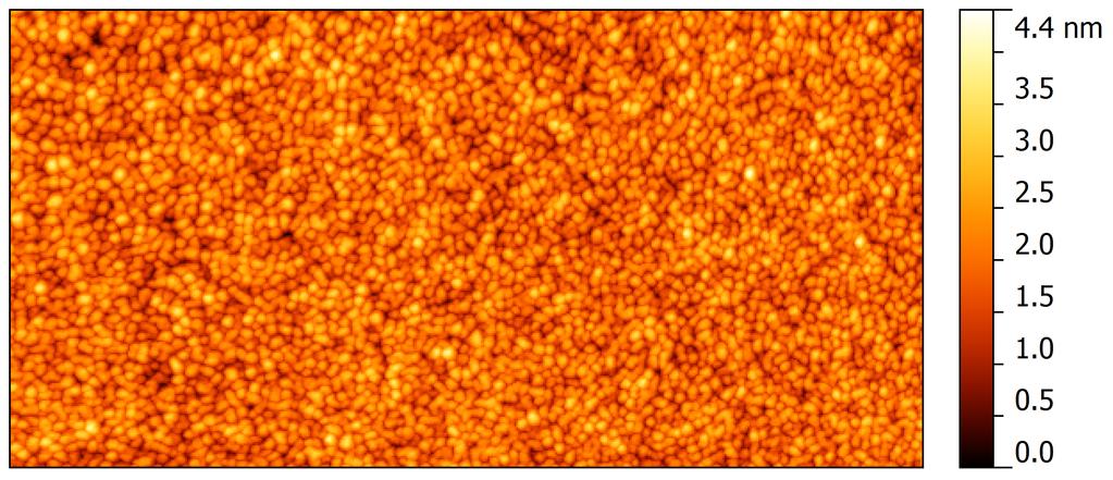 300 nm Figure 2: No hopping events are observable on Cu 85 Hf 15 thin films with a thin coating of Au (10 nm).