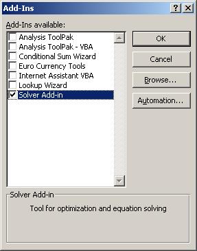 Options window should open, in the left pane select add-ins Figure 1 - Add-Ins - Excel Options On the bottom of the scroll box there is Solver Add-in, select it and then click on the Go button near