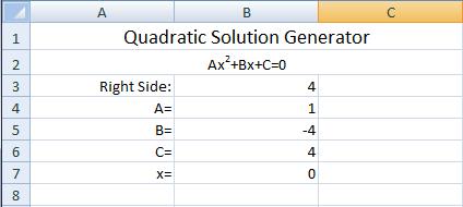 2. Solver for Equations Before you use Solver on the projectile problem, you ll set up Solver to find a solution to a mathematic equation, in this case the general form of the Polynomial equation,