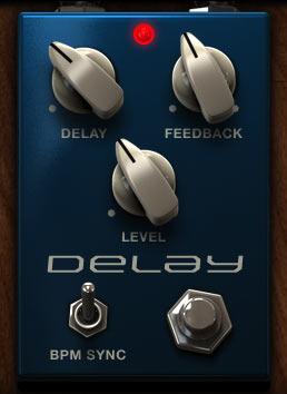 Delay A model of a modern digital delay stomp box that allows up to one second of delay. Use this effect to add space and repetitions to your parts.