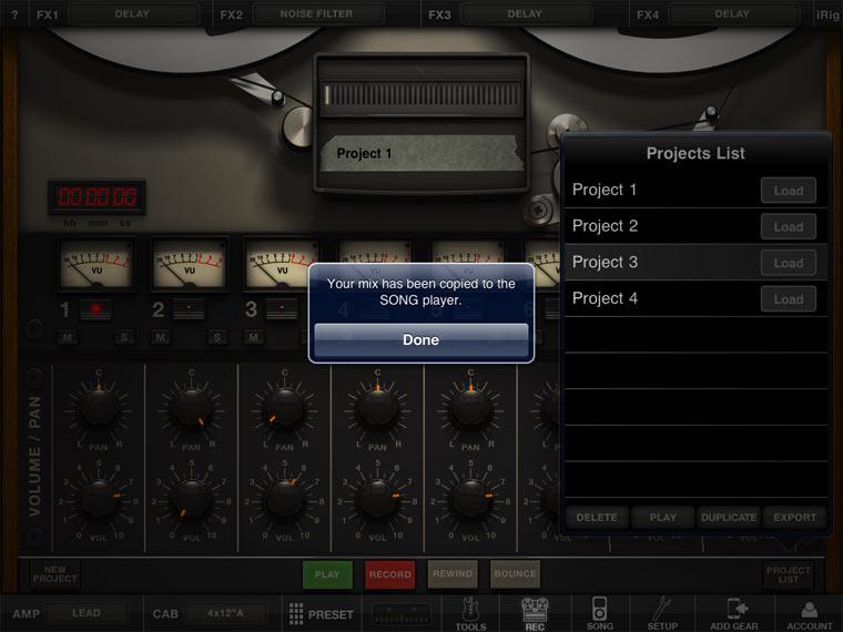 Song Tap on Song to transfer your recording to the SONG section of AmpliTube (see chapter "Songs" in this manual), and use it as backing track with the SPEEDTRAINER.