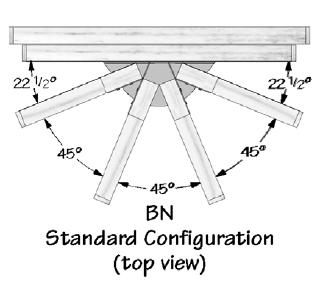 . The BN hanger supports four members simultaneously. Each supported member must be.5 inches (8 mm) wide.