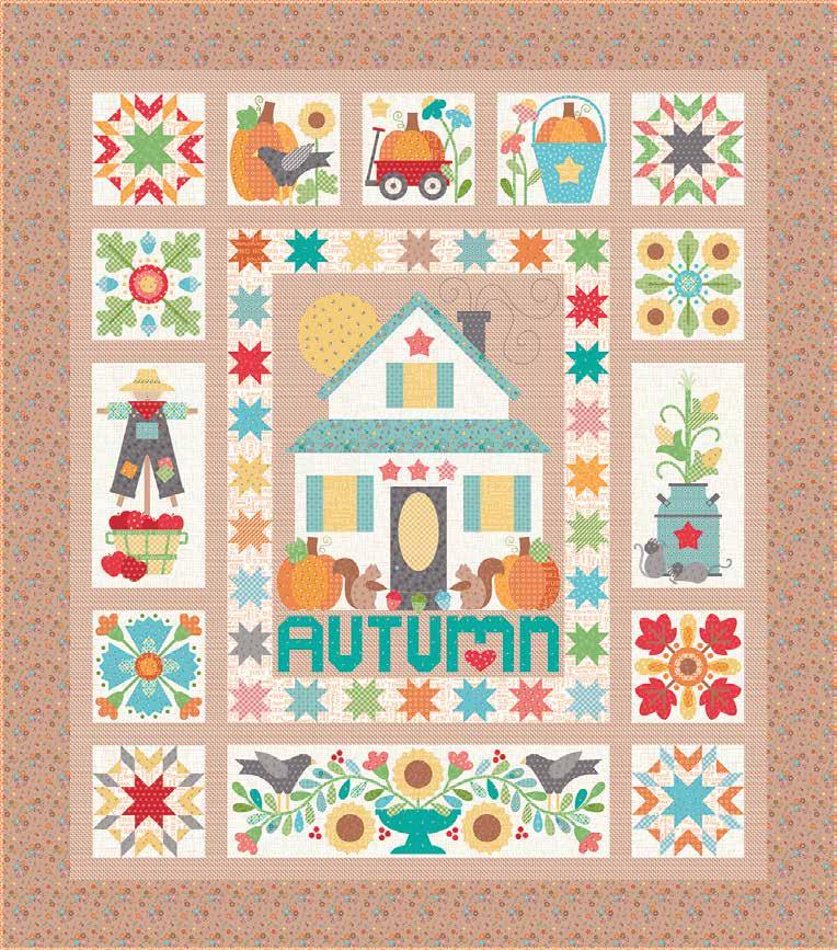 "Autumn Love" by Lori Holt of Bee in my Bonnet Quilt Size 74" x 84" Fabric Requirements *1 5/8 Yards C7360 Brown Main (Border Cut WOF) *2 1/4 Yards C7360 Brown Main (Border Cut LOF) 1/6 Yard C7360