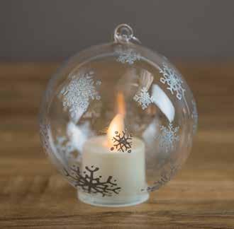 The new handblown glass ornament showcases the LightLi Moving Flame tealight with a