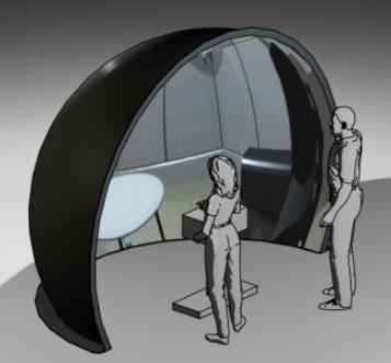 Dome-type display Immersadome - 3D immersive visual environment - Up to 20 people (depending on dome size) - Resolution: 1400 x 1050-180 horizontal x 135 vertical (distortion free projection) -