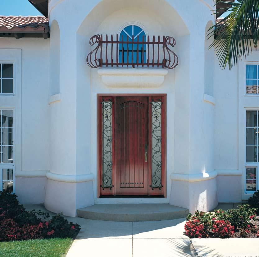 IWP Custom Wood exterior doors Crafted from beautiful hardwoods; available in various stain colors Custom capabilities for one-of-a-kind designs Optional glass designs and decorative metal accents A