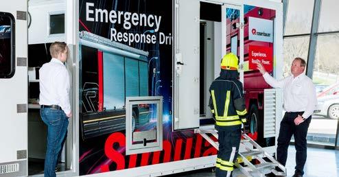 Rosenbauer - ERDS Emergency Response Driving Simulator The ERDS training unit is set up in a mobile container.