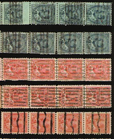 57 Coil Stamps Beginning in the Edward period stamps were produced, initially experimentally, to fit new automatic vending machines as strips termed coils (since they could be put into coiled rolls
