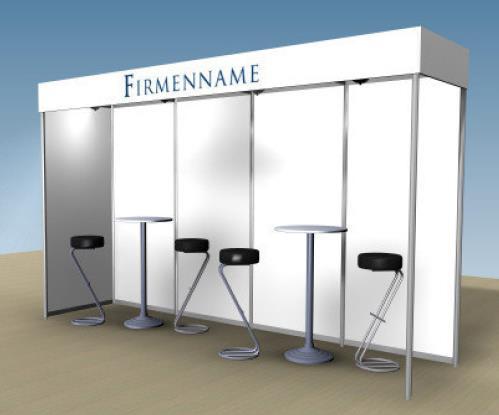 Information on the Industrial Exhibition and Advertising at the 17 th AMK Model and outline of the exhibition booth at Aachener Membran Kolloquium Booth construction: