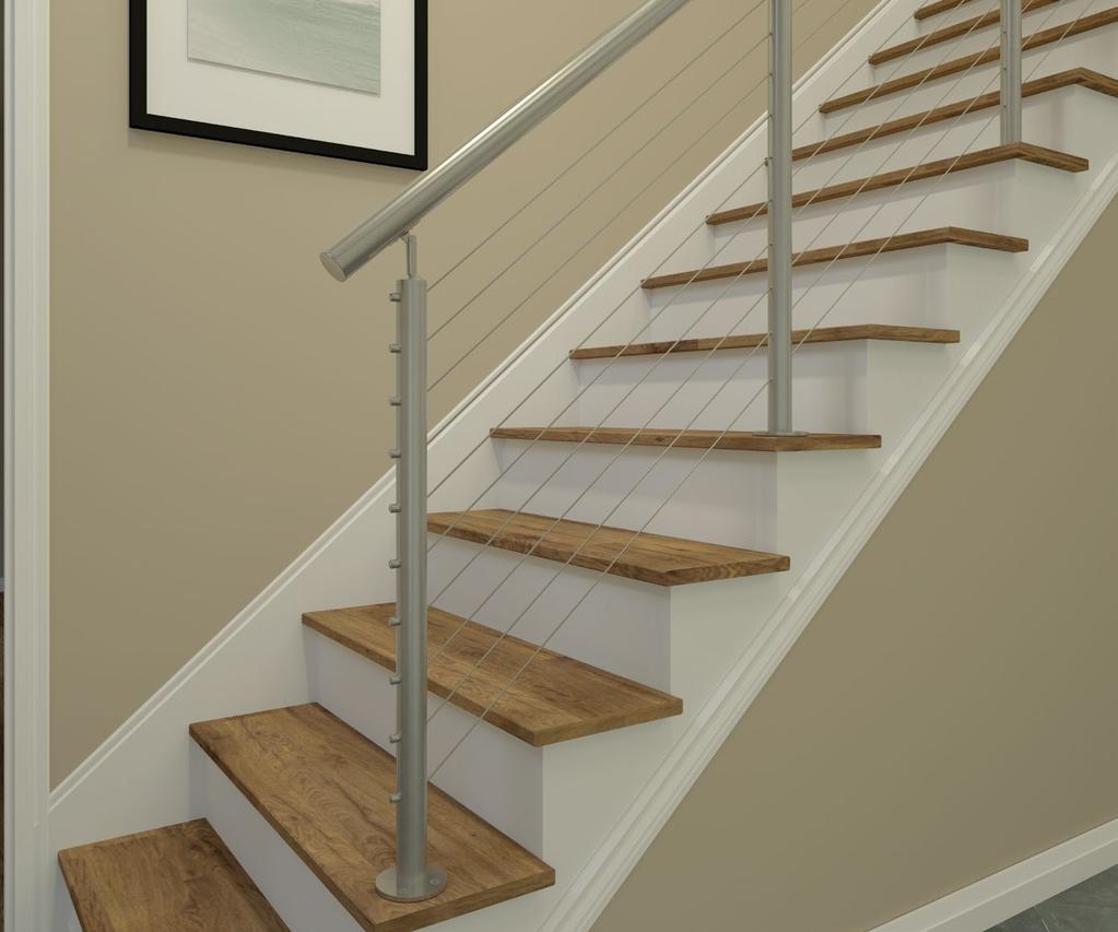BALUSTER RAILING CABLE RAILING INFILL Cable Railing Infill by Ultra-Tec Combine elegant, smooth round form posts with the industrial flare of cable to create a sleek and contemporary railing.