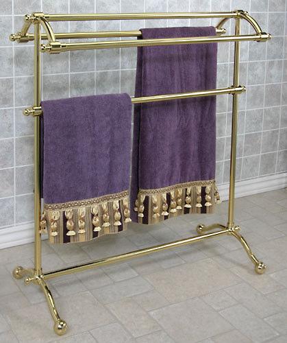 Solid Brass Towel Rack Solid Brass Towel Rack Stand Dimensions: 33-1/2 Tall 32-1/2 Wide 14-1/2 Deep CTR-B002-CM Polished