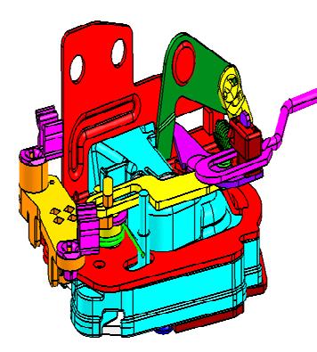 Cad Models of the SDL The SDL was modelled using CATIA V5 R20 software. The models were created from the customer requirements and the existing side door and back door latch drawings.
