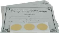 DELUXE MARRIAGE KIT Includes the Marriage Handbook, Ceremony Scripts (Traditional, Alternative, and Spanish), 10 Keepsake Marriage Certificates, Marriage Facts and Fancies and 10 gold foil seals.