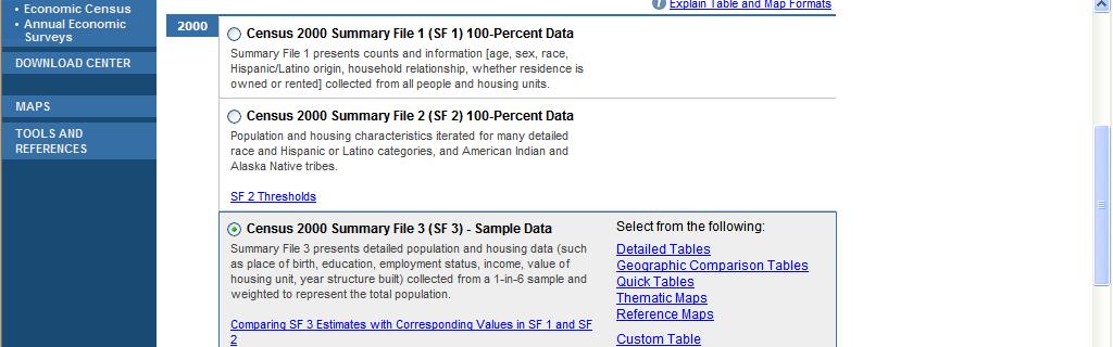 Socioeconomic and Employment-Related Data (U.S. Census) 1. Go to www.census.gov 2.