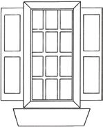 Door & Interior Trim: (1) 6042 Assembled Door (2) T0558 Interior Side Door Trim (1) T0559 Interior Top Door Trim (3) E3626 Flower Box: ( 1 /2) 3 /4 x 3 3 /4 Pre-cut Gingerbread: (2) E4152 Eave