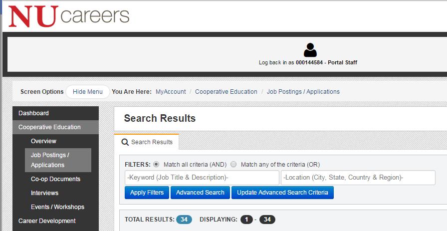 Narrowing your selections Clicking on Advanced Search on the Job Search screen will allow