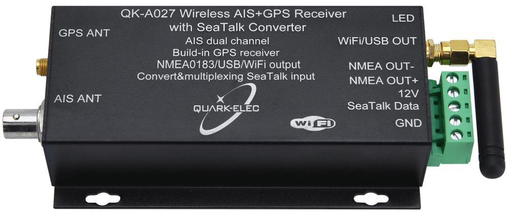QK-A027 Wireless AIS+GPS Receiver With SeaTalk * Converter Features Two independent receivers monitoring both AIS channels (161.975MHz &162.