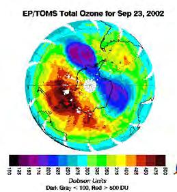 Planetary waves during July to August 2002, observed in the stratospheric ozone layer.