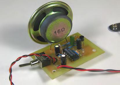 " ** Now insert the two wires from the speaker into the PCB at the position shown (the last two small holes in the PCB that are available) and push them in far enough that the speaker can be
