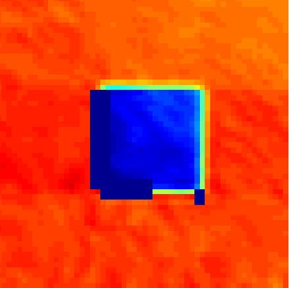 Boston 492-DM single actuator deflection with 50V applied. The surface colors represent the relative height of a pixel in relation to one another.