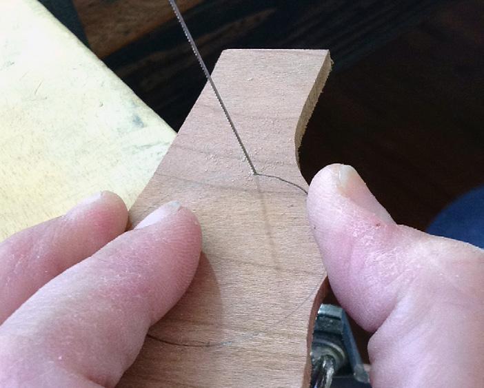 Repeat to consecutively drill and set a rivet at each mark to complete one circle collage, then repeat the process to create a second riveted circle collage. Create the wood core.