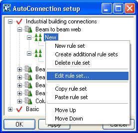 The AutoConnection Rules dialog box opens. 3. Select a rule Secondary 1 part name from the Available rules list. 4.
