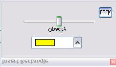 Clicking the yellow icon (only in the Large Preview screen) will display the Insert Rectangle dialogue allowing control of Opacity, Lock and object Color.