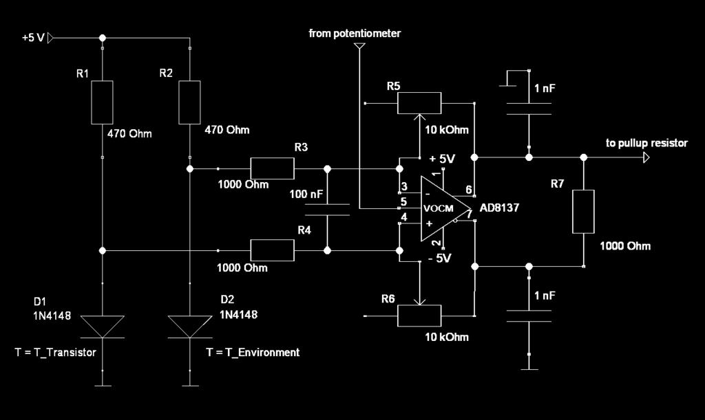 Gate Bias Circuit Temperature Compensation Common-mode offset Differential amplifier with feedback potentiometers Temperature sensing