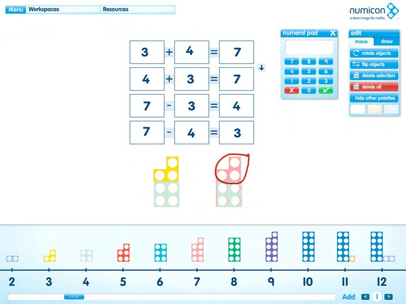 Calculation Boxes Number rods, numeral pad, shapes, pictures, subtraction covers, spinners, coins, words, symbols, fractions Select either 3 or 4 boxes from the workspace menu.