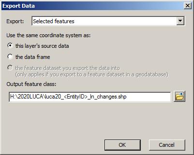 Map Materials Digital: Saving Updates Ensure Selected features in Export Data window. Name new shapefile luca20_<entityid>_ln_changes.
