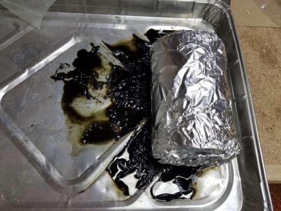 packets in pan to keep leakage from ruining