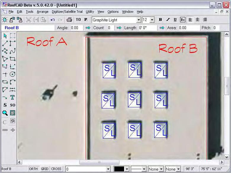 33-16 Satellite Takeoff Tutorial--Flat Roof 1. If you mistakenly add a skylight and now want to delete it. Choose the pointer tool from the left hand toolbar. The Pointer tool. 2.