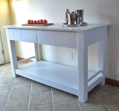 [1] Submitted by Guest on Tue, 2010-02-09 01:05 [1] Summary: This sturdy Farmhouse style kitchen island features two drawers and a large bottom shelf.