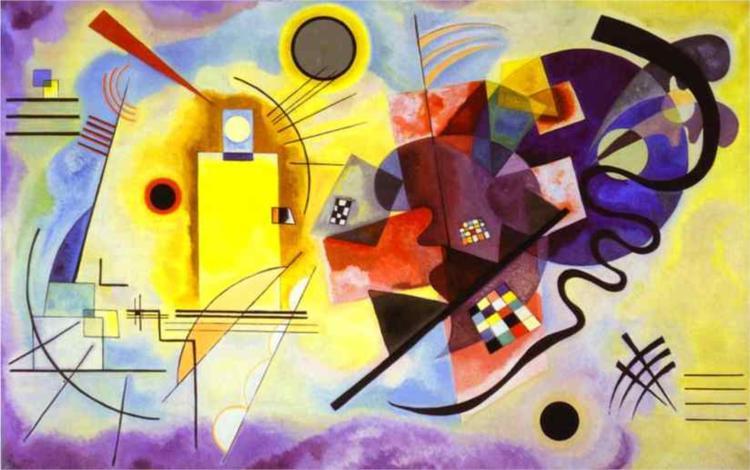 Yellow - Red - Blue Painted by: Wassily Kandinsky In: Weimar, Germany When: 1925 You can see it at: The Pompidou Center, Paris, France